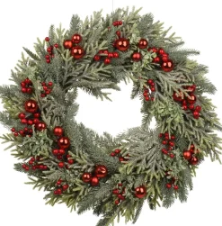 Everlands kerstkrans met rode bessen D 60 H 13 cm