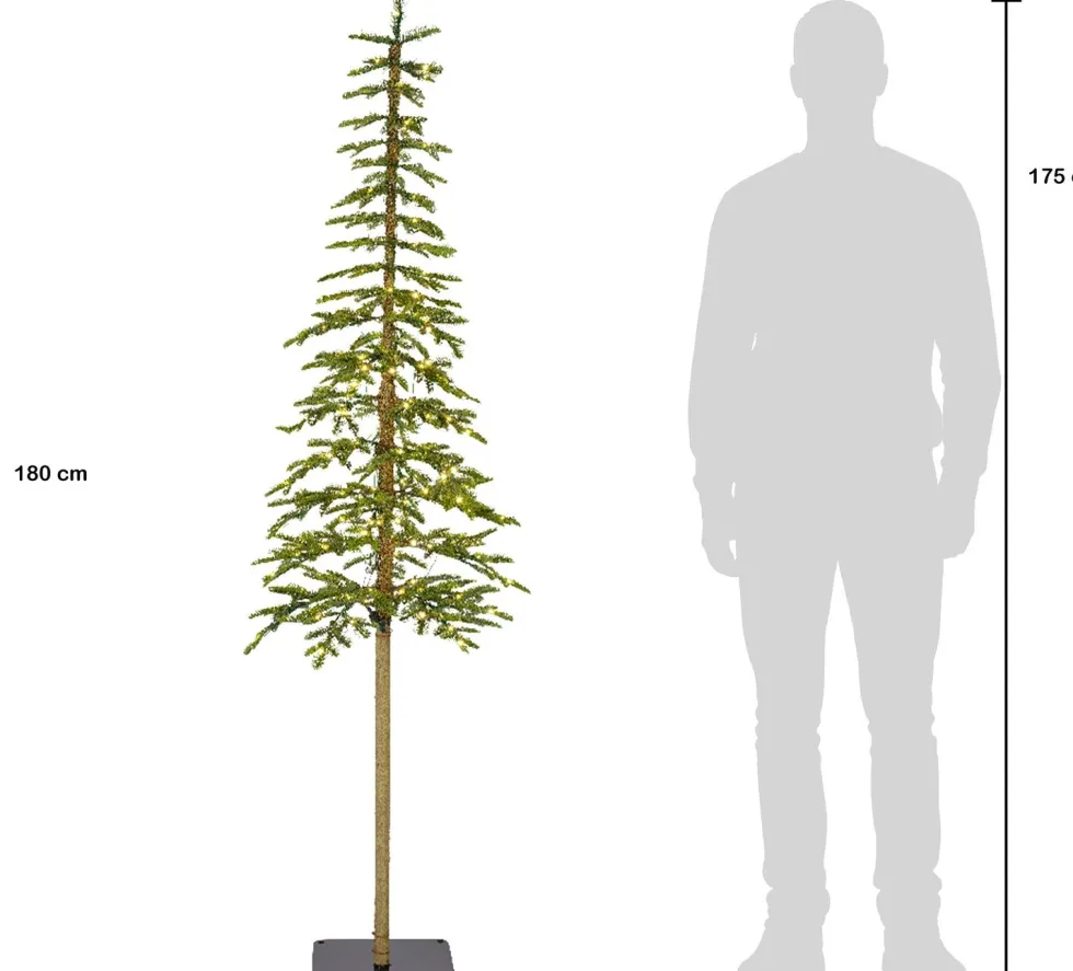 Everlands kunstkerstboom Alpine Fir op voet met 150 lampjes warm wit D 41 H 180 cm