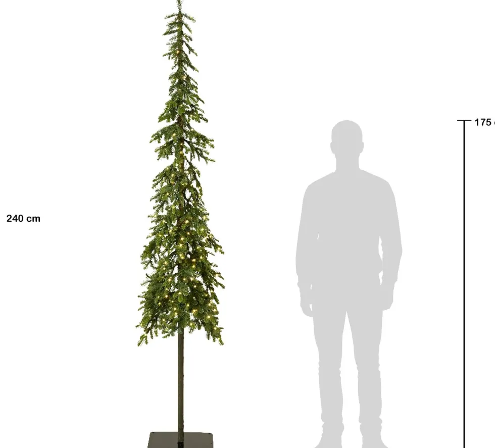 Everlands kunstkerstboom Alpine Fir groen op voet met 250 lampjes warm wit D 60 H 240 cm