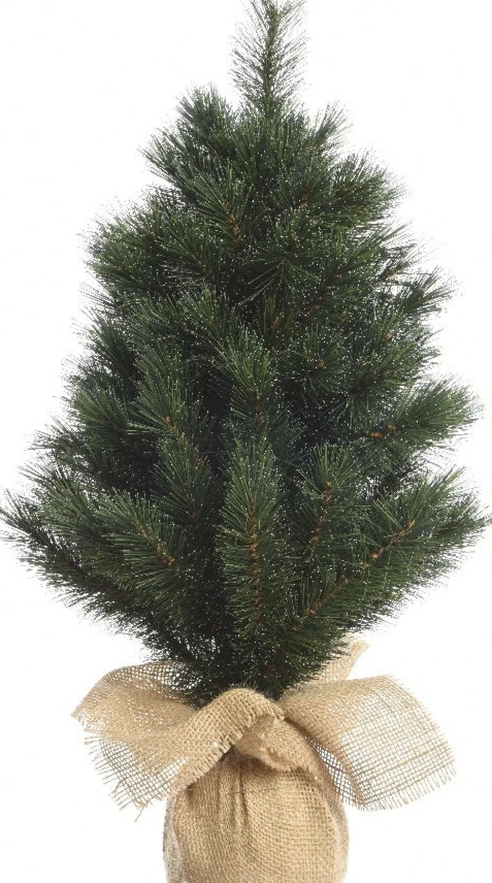 Everlands mini kunstkerstboom Malmö besneeuwd op jute voet D 30 H 45 cm