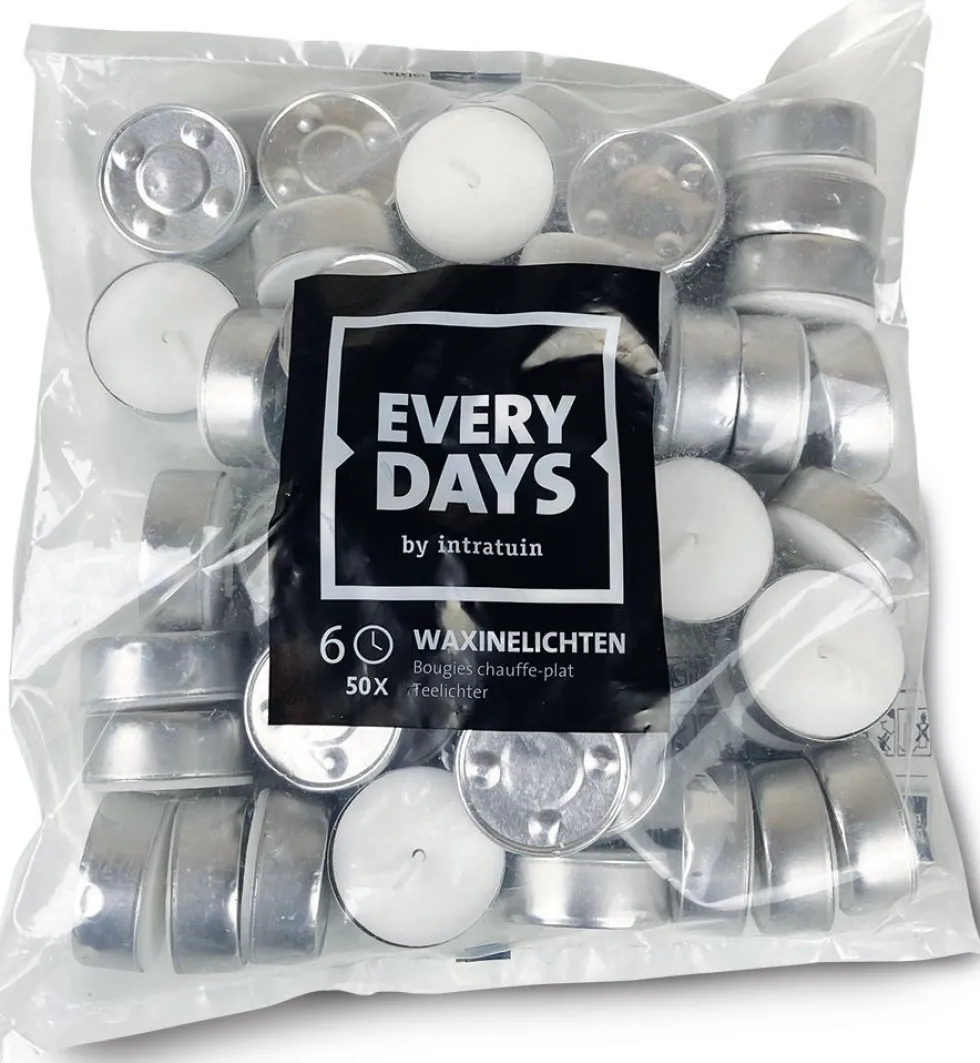 Everydays by Intratuin waxinelichten wit 6 uur 50 stuks
