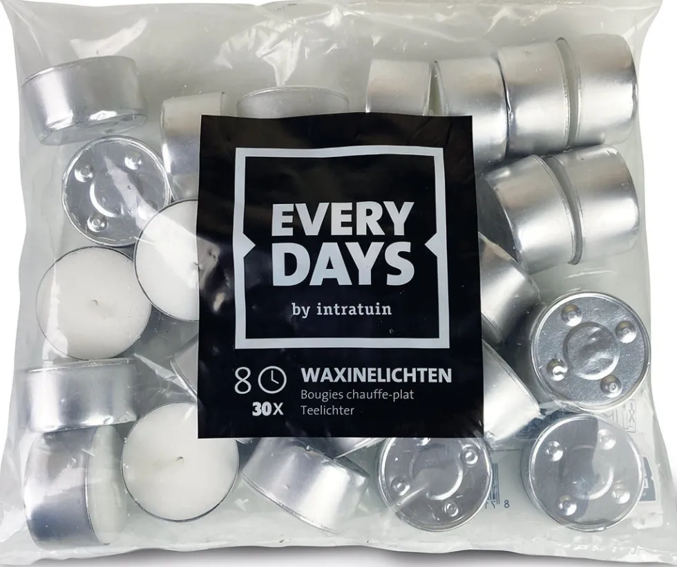 Everydays by Intratuin waxinelichten wit 8 uur 30 stuks