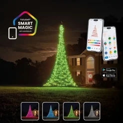 Fairybell vlaggenmast kerstboom met app Premium met 2048 lampjes warm wit / gekleurd H 6 m