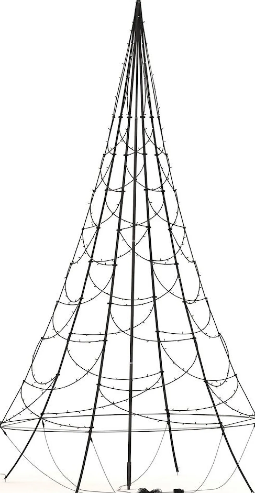 Fairybell vlaggenmast kerstboom twinkel H 400 cm met 640 LED lampjes warm wit