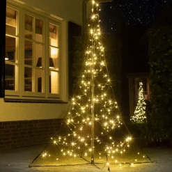 Fairybell vlaggenmast kerstboom met 240 LED lampjes warm wit H 2 m