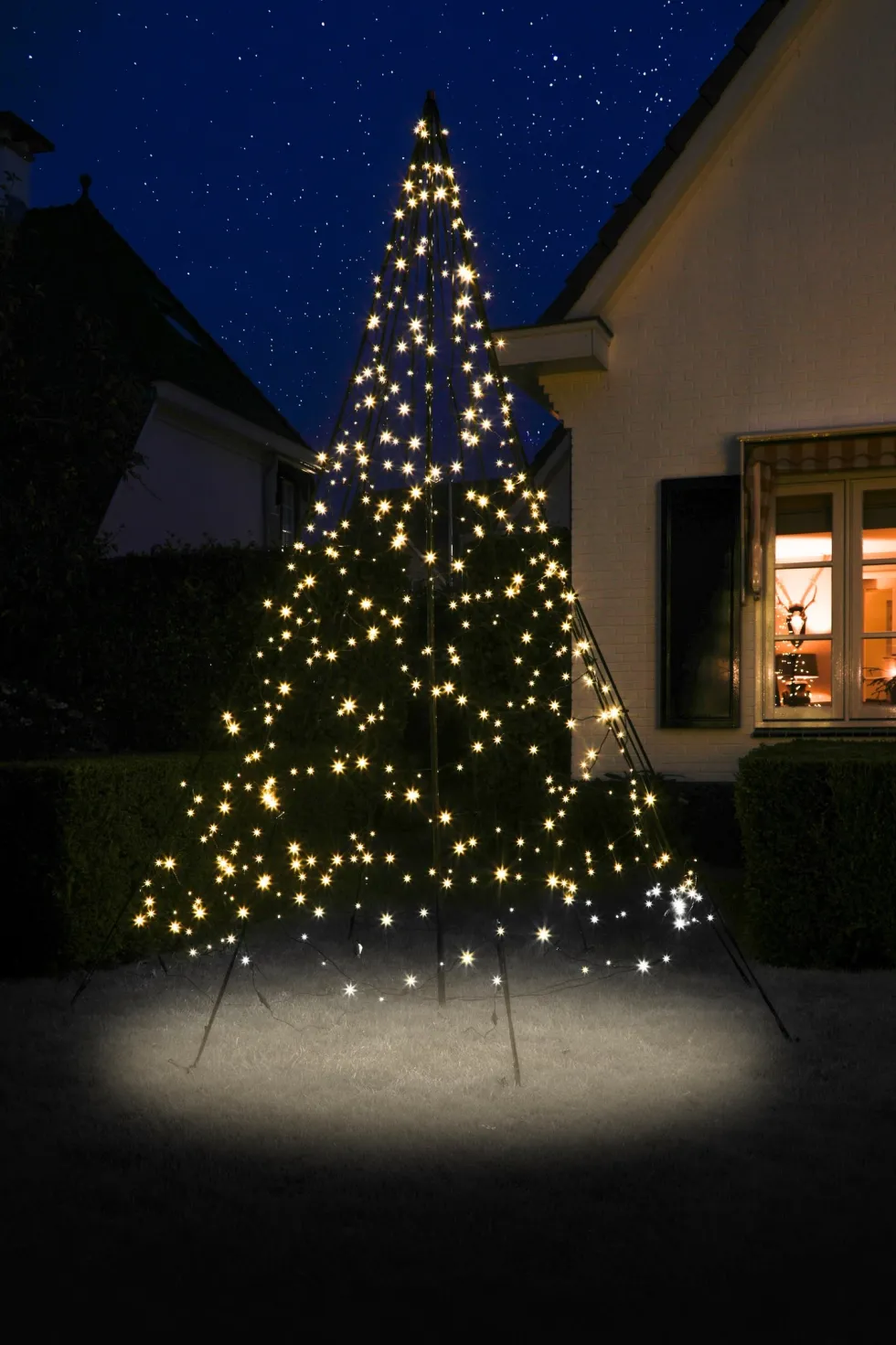 Fairybell vlaggenmast kerstboom H 300 cm met 480 LED lampjes warm wit