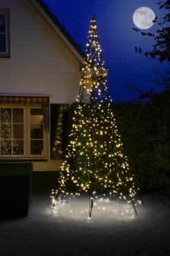 Fairybell vlaggenmast kerstboom met 640 LED lampjes warm wit H 4 m
