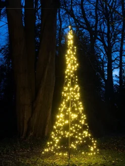 Fairybell vlaggenmast kerstboom met 400 led lampjes warm wit H 4 m