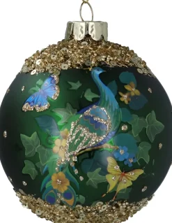 Gisela Graham kerstbal pauw groen D 8 cm