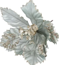 Gisela Graham kerstbloem Poinsettia wit / goud 11 x 19 x 26 cm