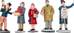 Glida kerstdorpminiatuur figuren 8 x 8 x 10,5 cm 5 stuks