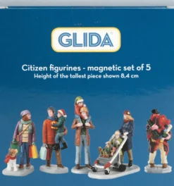 Glida kerstdorpminiatuur kerstfiguren 8 x 8 x 10,5 cm 5 stuks
