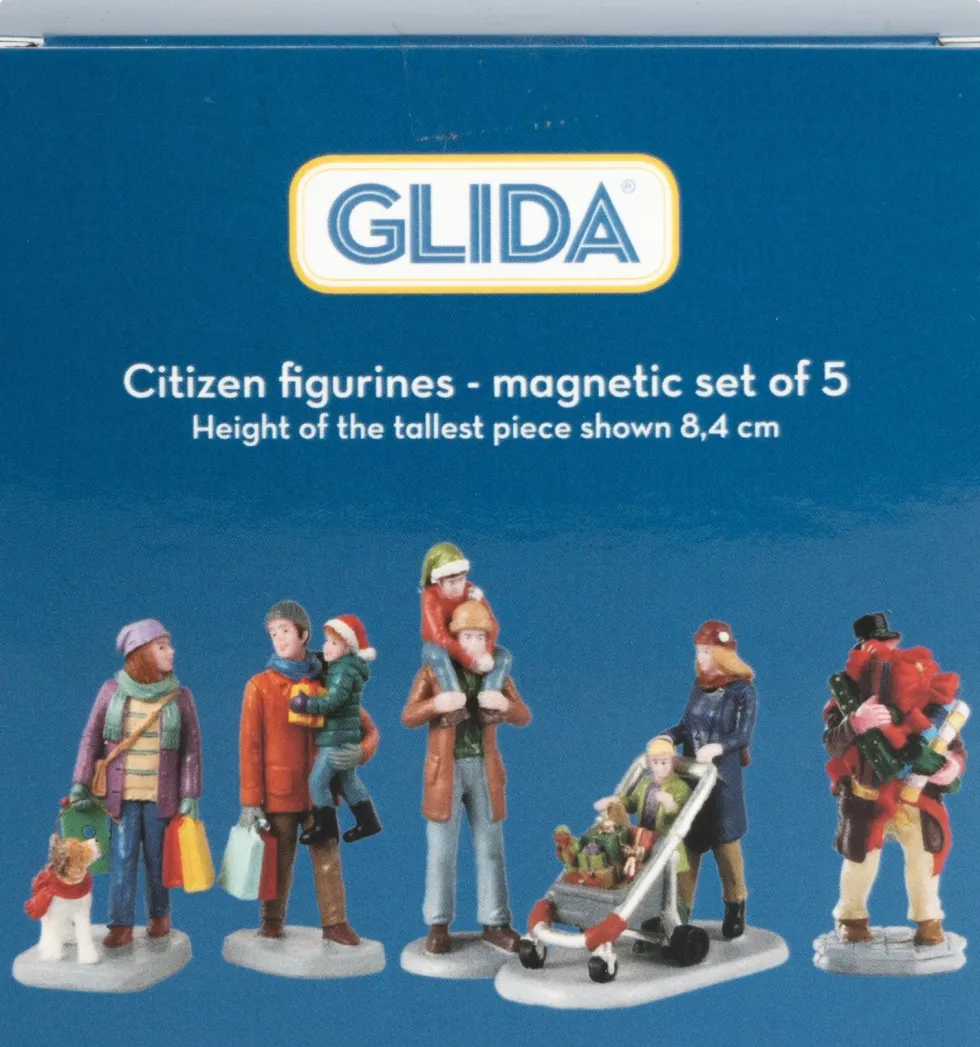 Glida kerstdorpminiatuur kerstfiguren 8 x 8 x 10,5 cm 5 stuks