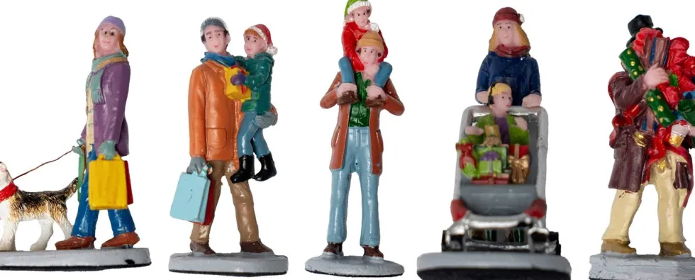 Glida kerstdorpminiatuur kerstfiguren 8 x 8 x 10,5 cm 5 stuks