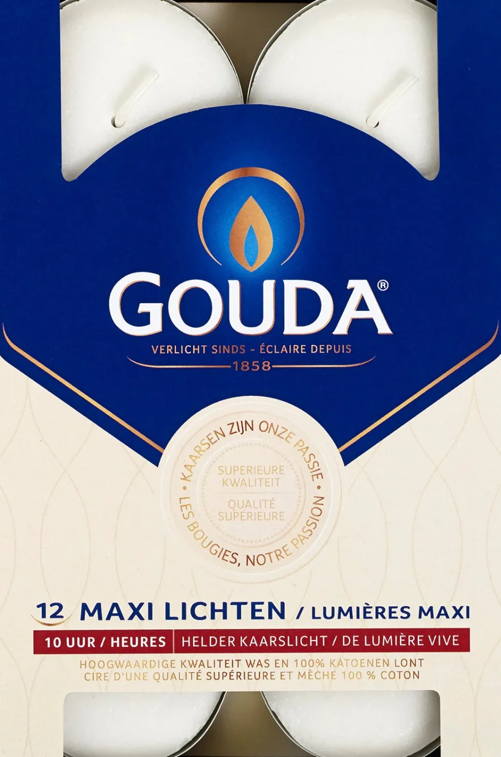 Gouda Waxinelichten wit 10 uur 12 stuks