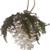 Hanger dennenappel met conifeer zilver H 15 cm