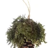 Hanger dennenappel met conifeer groen H 15 cm