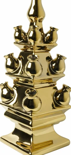Heinen Delfts Blauw tulpenvaas goud D 15,5 H 40 cm