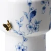 Heinen Delfts Blauw vaas Vlindergoud wit / blauw D 11 H 25,5 cm