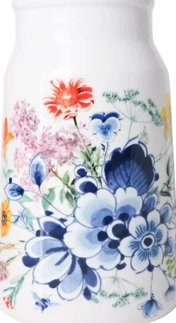 Heinen Delfts Blauw vaas Wildbloemen wit / blauw D 15 H 25,5 cm