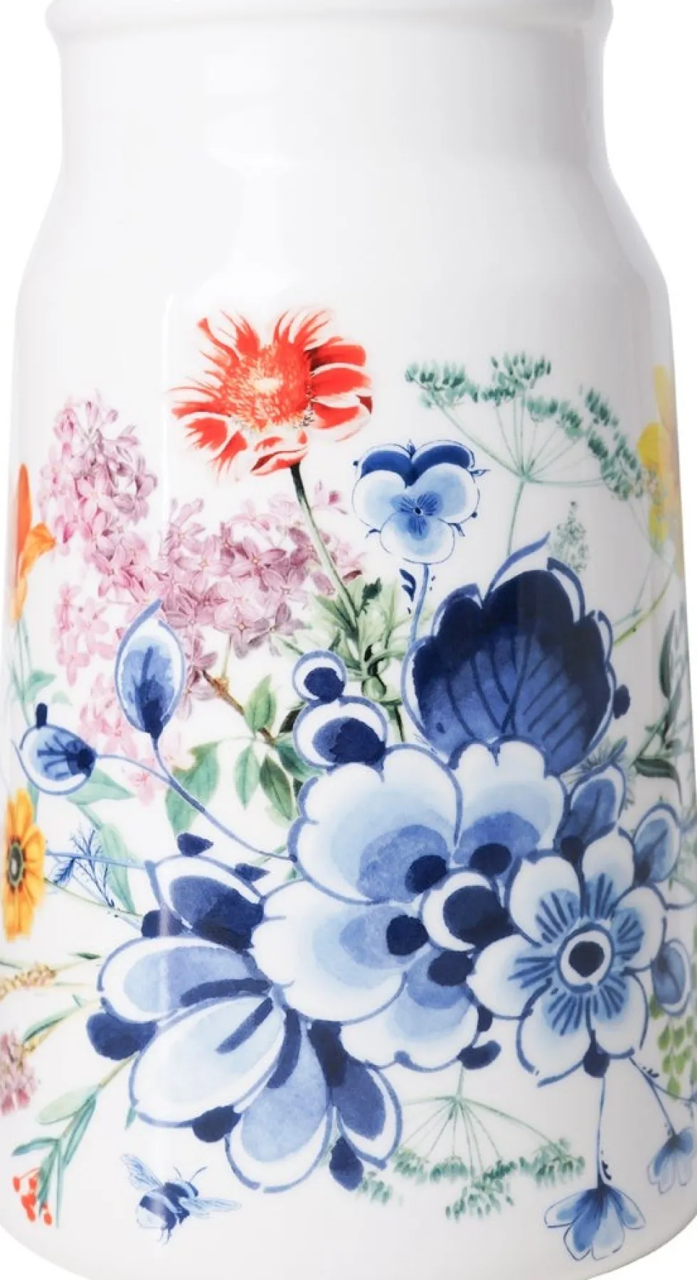 Heinen Delfts Blauw vaas Wildbloemen wit / blauw D 15 H 25,5 cm