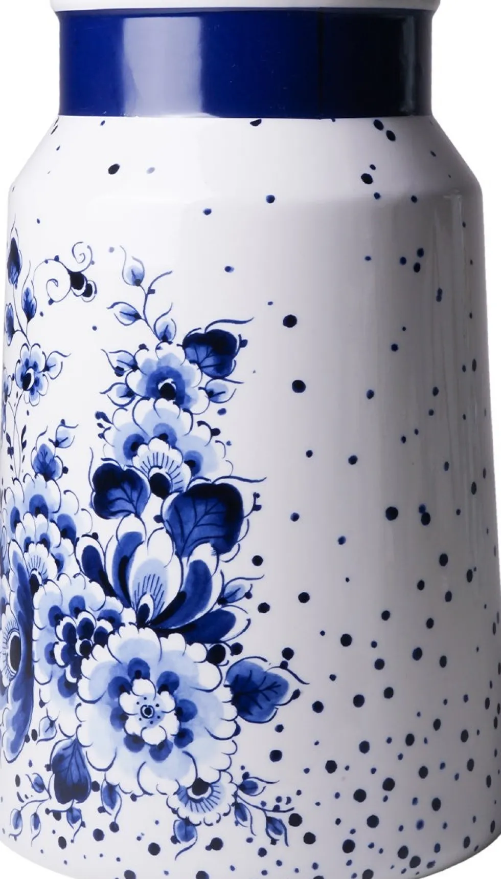 Heinen Delfts Blauw vaas wit / blauw Blauwe Stip D 19 H 30 cm