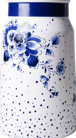 Heinen Delfts Blauw vaas wit / blauw Blauwe Stip D 15 H 25,5 cm