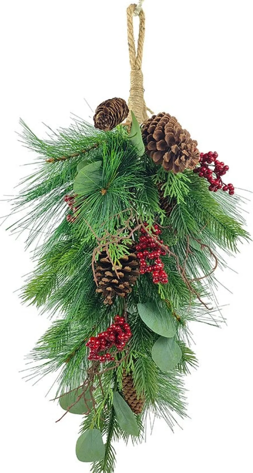 Hogewoning Seasonal kersthanger dennenappel groen / rood 30 x 10 x 55 cm