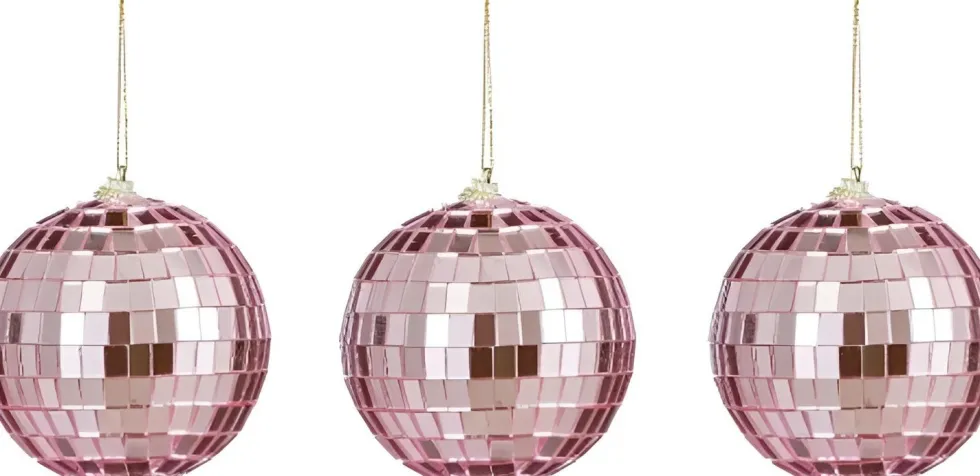 House of Seasons kerstbal Disko roze D 2,5 cm 10 stuks