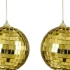 House of Seasons kerstbal Disko goud D 10 cm 2 stuks