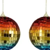 House of Seasons kerstbal Disko regenboog D 10 cm 2 stuks