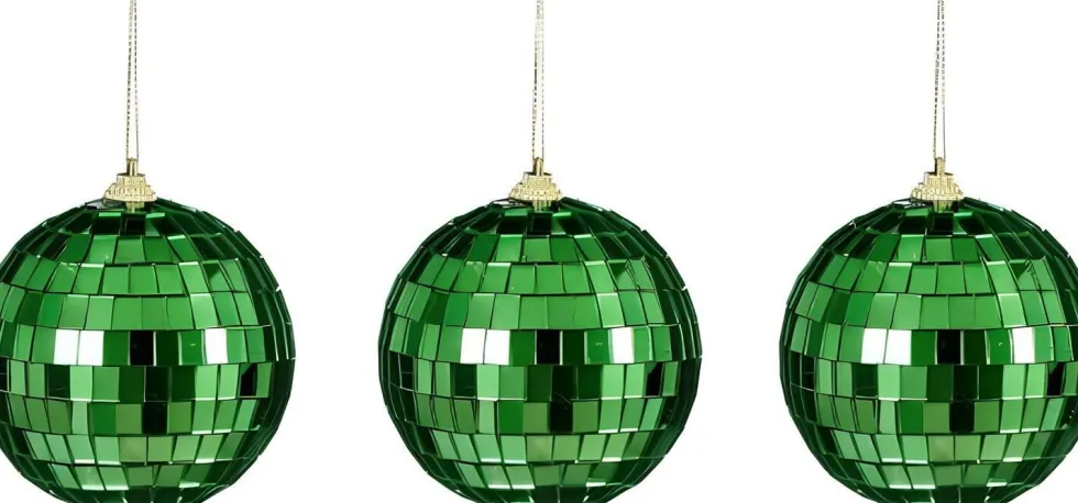 House of Seasons kerstbal Disko groen D 2,5 cm 10 stuks
