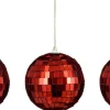 House of Seasons kerstbal Disko rood D 2,5 cm 10 stuks