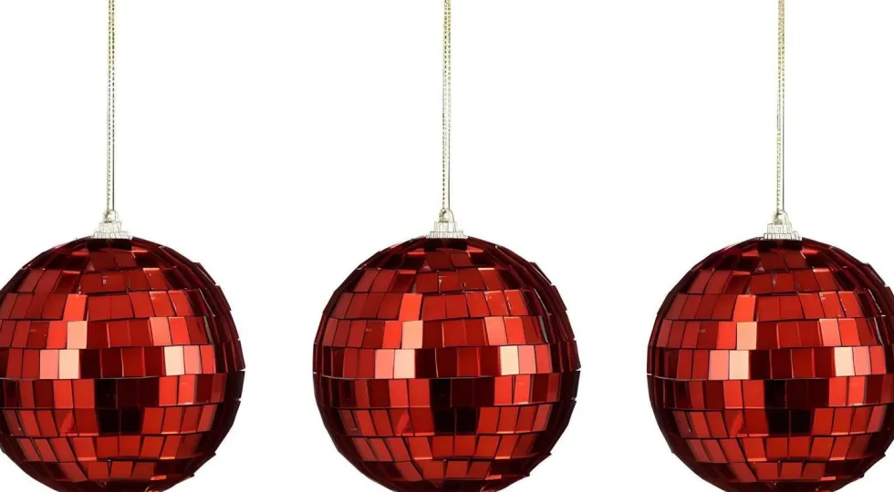 House of Seasons kerstbal Disko rood D 2,5 cm 10 stuks