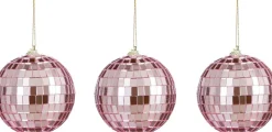 House of Seasons kerstbal Disko roze D 8 cm 3 stuks