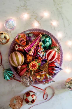 House of Seasons kerstbal Jolly goud / roze D 8 H 14 cm