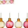 House of Seasons kerstbal Tobias goud / rood met verlichting D 8 cm 4 stuks