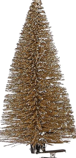 House of Seasons kerstclip boom goud D 6,5 H 16 cm 3 stuks