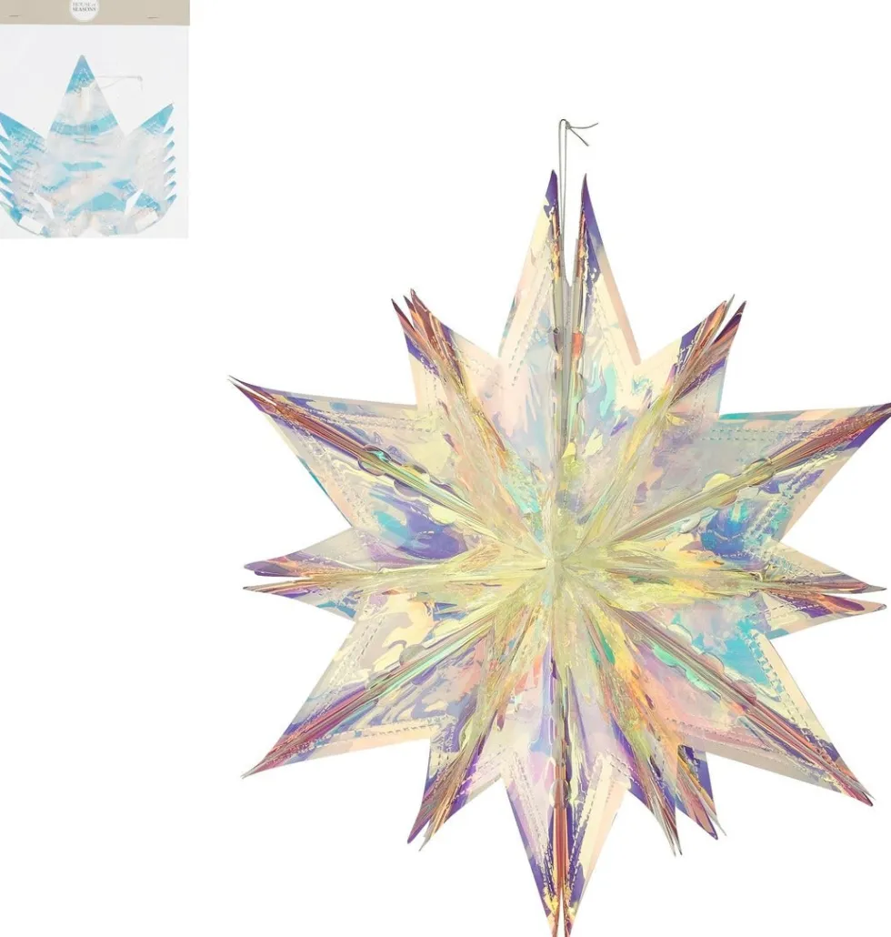 House of Seasons kersthanger Riku ster iriserend 40 x 38 x 20 cm