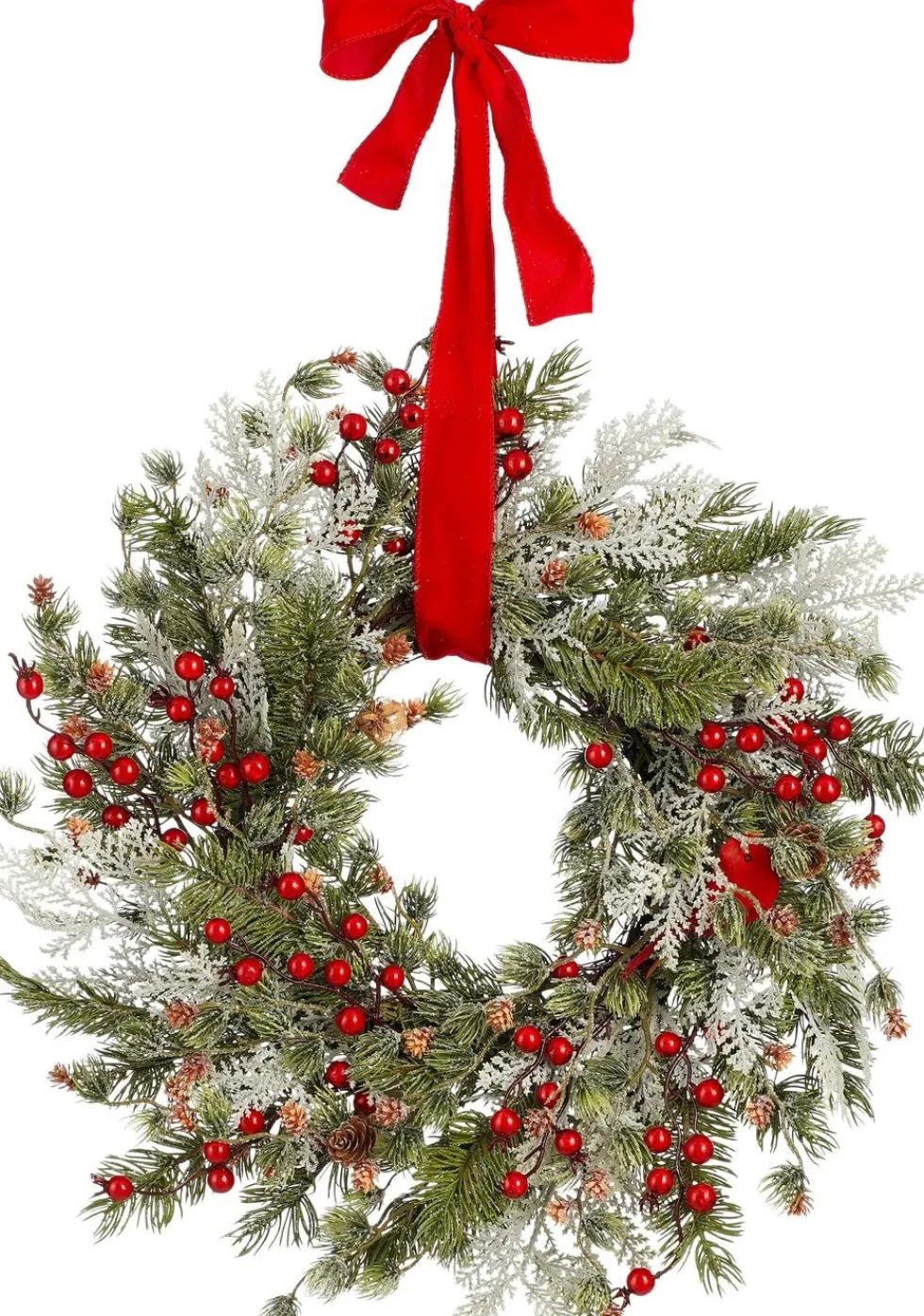 House of Seasons kerstkrans strik en bessen D 50 H 11 cm