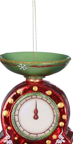 House of Seasons kerst ornament weegschaal rood D 3 H 3,5 cm