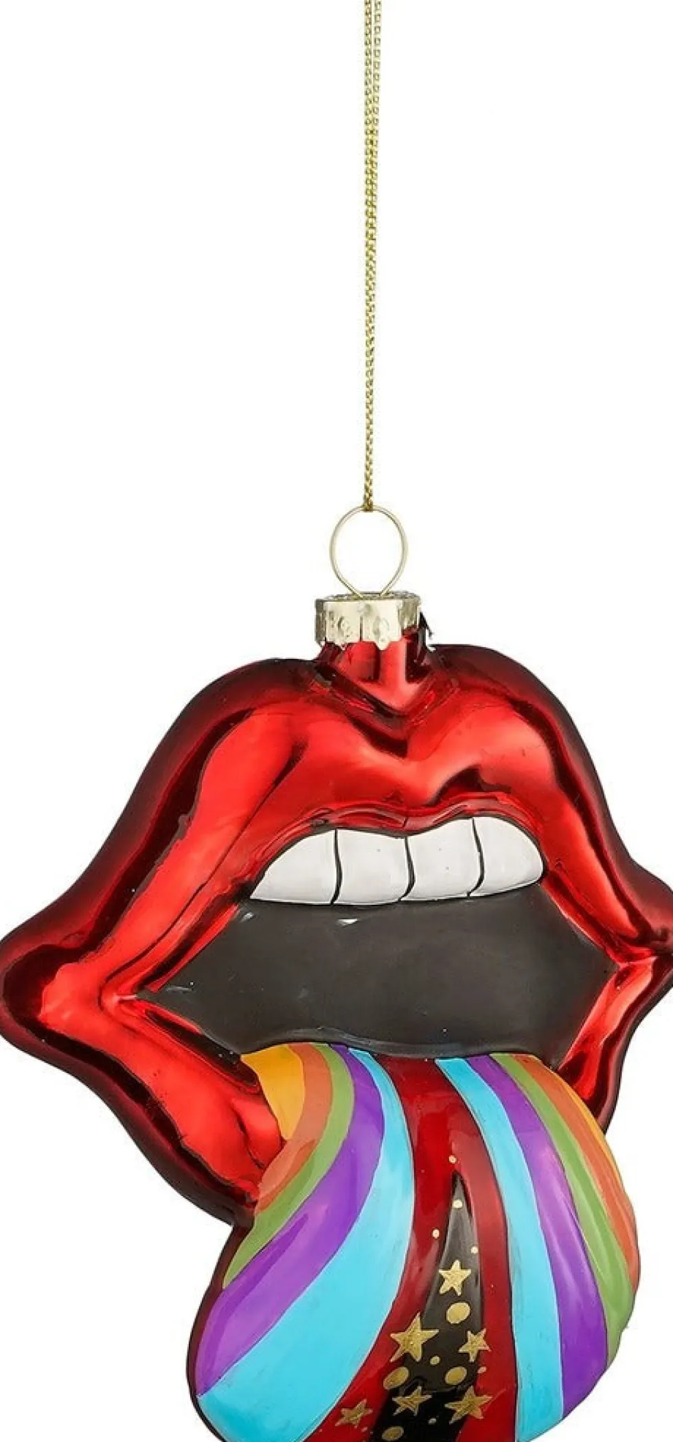 House of Seasons kerst ornament Disco lippen rood 8,5 x 5 x 10 cm