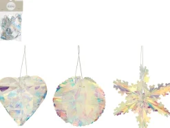 House of Seasons kerst ornament Riku iriserend D 10 cm 6 stuks