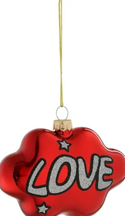 House of Seasons kerst ornament Disco love rood 10,5 x 4 x 7,5 cm