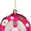 House of Seasons kerst ornament Disco peace roze 9 x 9 x 3 cm