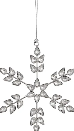 House of Seasons kerst ornament sneeuwvlok zilver D 13 H 2 cm