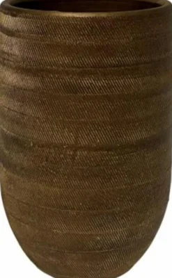 HS bloempot Nagano goud D 25 H 50 cm