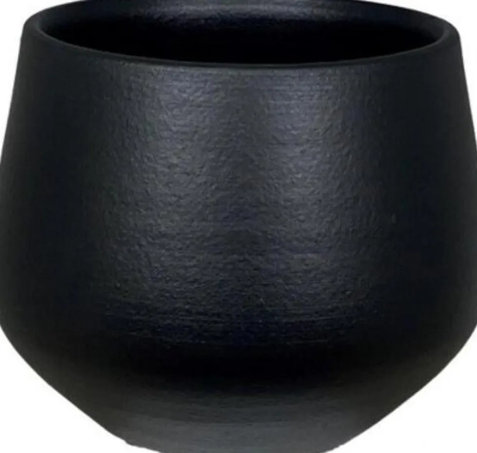 HS bloempot Petra zwart D 19 H 16 cm