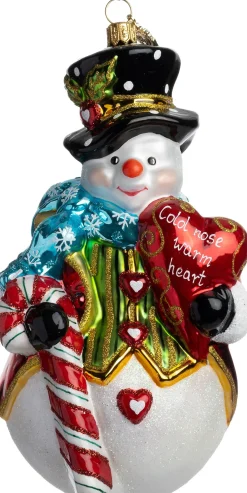 Huras Family kerst ornament Jolly sneeuwpop multi 8 x 8,5 x 16,5 cm