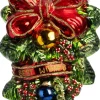 Huras Family kerst ornament Jolly kerstgroen met strik rood / groen 6 x 5 x 15,5 cm